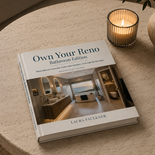 Own Your Reno Bathroom Edition book helping Australian homeowners plan bathroom renovations and avoid costly mistakes