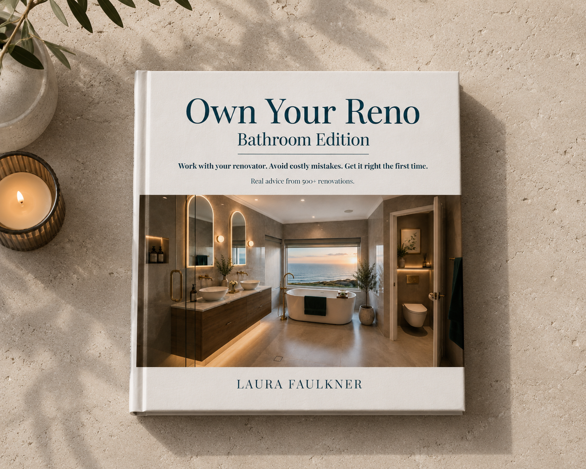 Own Your Reno Bathroom Edition book helping Australian homeowners plan bathroom renovations and avoid costly mistakes