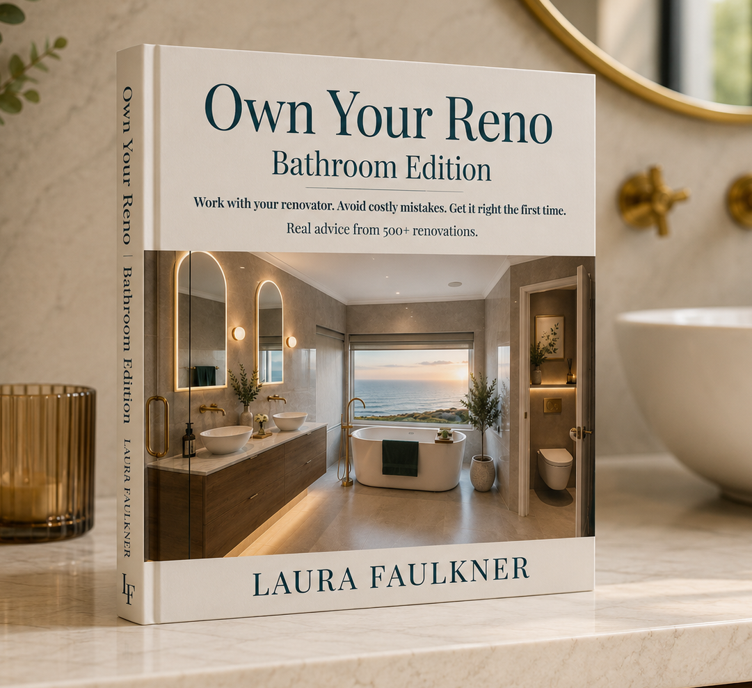 Own Your Reno Bathroom Edition book helping Australian homeowners plan bathroom renovations and avoid costly mistakes